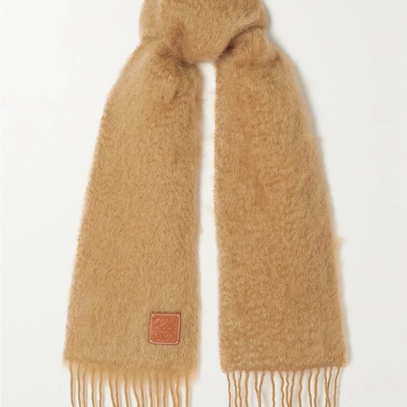 Loewe Anagram Appliquéd Fringed Mohair Scarf NWOT - Picture 3 of 6